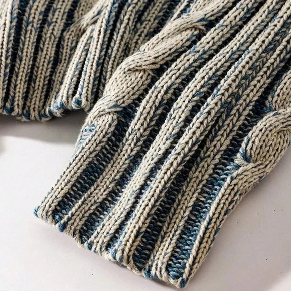 Multicolor Casual Men's Twisted Rope Accent Crew Neck Sweater - Picture 5 of 6